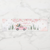 ピンクの冬のウッドランドトラックベビーシャワー ペットボトルラベル (シングルラベル)