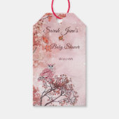 ピンクの冬のウッドランドモダンの赤ちゃんシャワー ギフトタグ (正面)