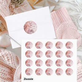 ピンクの冬のウッドランドモダンの赤ちゃんシャワー ラウンドシール