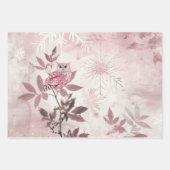 ピンクの冬のウッドランドモダンの赤ちゃんシャワー ラッピングペーパーシート (正面3)