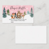 ピンクの冬のウッドランド赤ちゃんシャワーおむつラッフル 名刺 (正面/裏面)