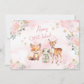 ピンクの冬のオネダーランドの誕生日の写真の招待状 招待状 (裏面)