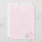 ピンクの冬のオネダーランド誕生日パーティーへの招待 招待状 (裏面)