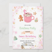 ピンクの冬のクッキーとココア招待状 招待状 (正面)