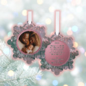 ピンクの冬のクリスマススノーフレーク家族の写真 オーナメントカード
