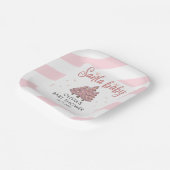 ピンクの冬のクリスマスツリーサンタベビーシャワー ペーパープレート (傾斜あり)