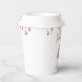 ピンクの冬のクリスマスツリーサンタベビーシャワー 紙コップ (右)