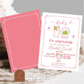 ピンクの冬のクリスマスハンド描画ベビーシャワー 招待状