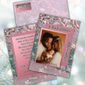 ピンクの冬のクリスマスファミリーフォト シーズンカード