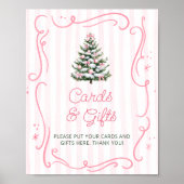 ピンクの冬のクリスマスベイビーシャワーのカードとギフト ポスター (正面)