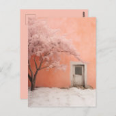 ピンクの冬のシーン ポストカード (正面/裏面)