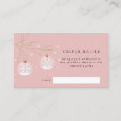 ピンクの冬のスノーフレーク赤ちゃんシャワーおむつラッフル エンクロージャーカード (正面)