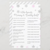 ピンクの冬のスノーフレーク赤ちゃんシャワーゲーム印刷 (正面/裏面)