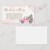ピンクの冬のトラック赤ちゃんシャワー本ベビー エンクロージャーカード (正面/裏面)