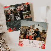 ピンクの冬のフローラメリー7枚の写真クリスマス シーズンカード