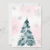 ピンクの冬のベイビーシャワー 外は寒い  招待状 (裏面)