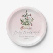 ピンクの冬のベビーは外の寒さ ペーパープレート (正面)