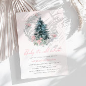ピンクの冬のベビーシャワー招待状「Baby it's Cold Outside」 招待状