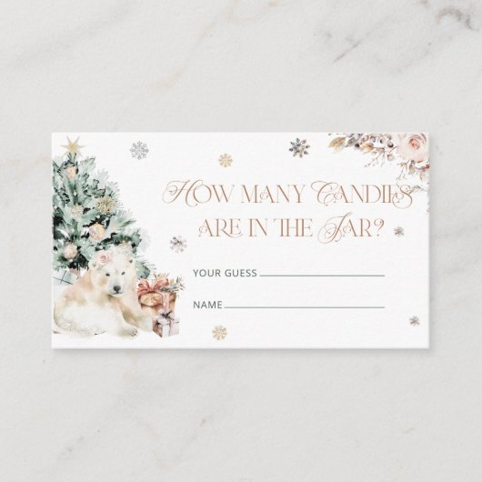 ピンクの冬のベビーホッキョクグマいくつキャンディ エンクロージャーカード (正面)