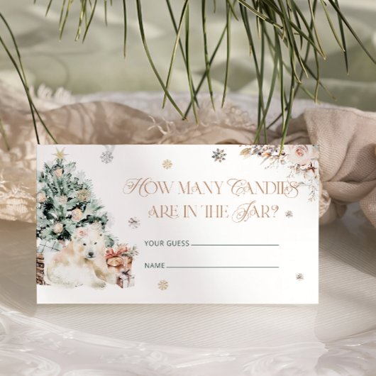 ピンクの冬のベビーホッキョクグマいくつキャンディ エンクロージャーカード