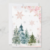 ピンクの冬のペンギンの赤ちゃんシャワー 招待状 (裏面)