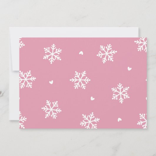 ピンクの冬のペンギン赤ちゃんシャワーの招待状 招待状 (裏面)