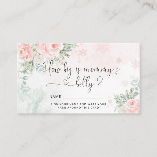 ピンクの冬のママの腹の大きさ エンクロージャーカード (正面)