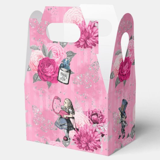 ピンクの冬のワンダーランドのアリスストライプの フェイバーボックス (オープン)