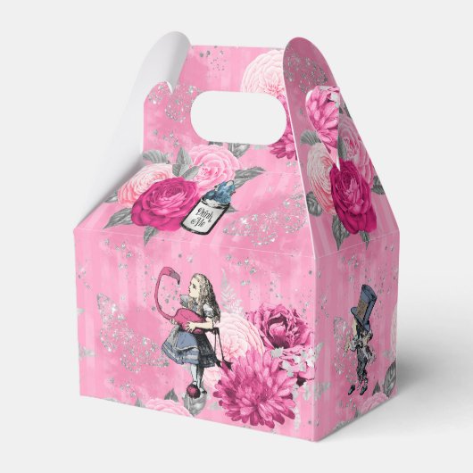 ピンクの冬のワンダーランドのアリスストライプの フェイバーボックス (正面サイド)