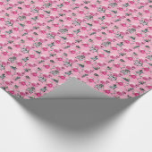 ピンクの冬のワンダーランドのアリスストライプの ラッピングペーパー (角)