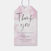 ピンクの冬のワンダーランドの水の色ベビーシャワー ギフトタグ (正面)