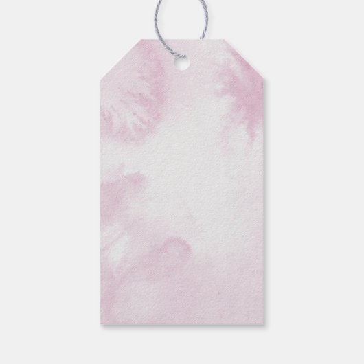 ピンクの冬のワンダーランドの水の色ベビーシャワー ギフトタグ (裏面)