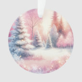 ピンクの冬のワンダーランドクリスマスパーソナライズされた オーナメント (正面)