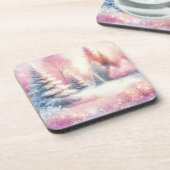 ピンクの冬のワンダーランドクリスマス コースター (左側)