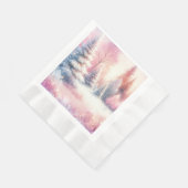 ピンクの冬のワンダーランドクリスマス 縁ありランチョンナプキン (角)