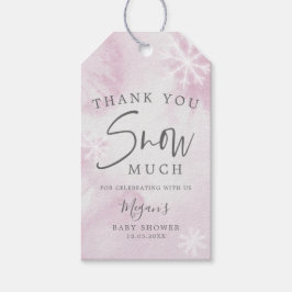 ピンクの冬のワンダーランド感謝の雪 ギフトタグ