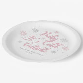 ピンクの冬のワンダーランド赤ちゃんシャワー ペーパープレート (アングル)