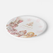 ピンクの冬のワンダーランド赤ちゃんシャワー ペーパープレート (アングル)