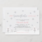 ピンクの冬のワンダーランド、女の子の赤ちゃんシャワー/散水 招待状 (正面)