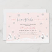 ピンクの冬のワンダーランド、女の子の赤ちゃんシャワー/散水 招待状 (正面)