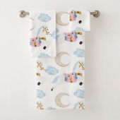 ピンクの冬の休日の子供の馬 バスタオルセット (インサイチュ)