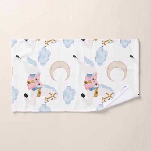 ピンクの冬の休日の子供の馬 バスタオルセット (ハンドタオル)