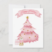 ピンクの冬の休暇の子供たち シーズンカード (正面)