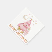 ピンクの冬の休暇キャンディコットンベア スタンダードカクテルナプキン (角)