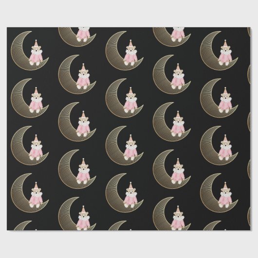 ピンクの冬の休暇キャンディコットンベア ラッピングペーパー (フラット)