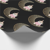 ピンクの冬の休暇キャンディコットンベア ラッピングペーパー (角)