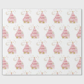 ピンクの冬の休暇キャンディコットンベア ラッピングペーパー (フラット)