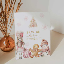 ピンクの冬の女の子の赤ちゃんシャワーの好意 台座サイン