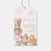 ピンクの冬の女の子の赤ちゃんシャワー ギフトタグ (正面)
