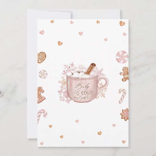 ピンクの冬の女の子の赤ちゃんシャワー 招待状 (裏面)
